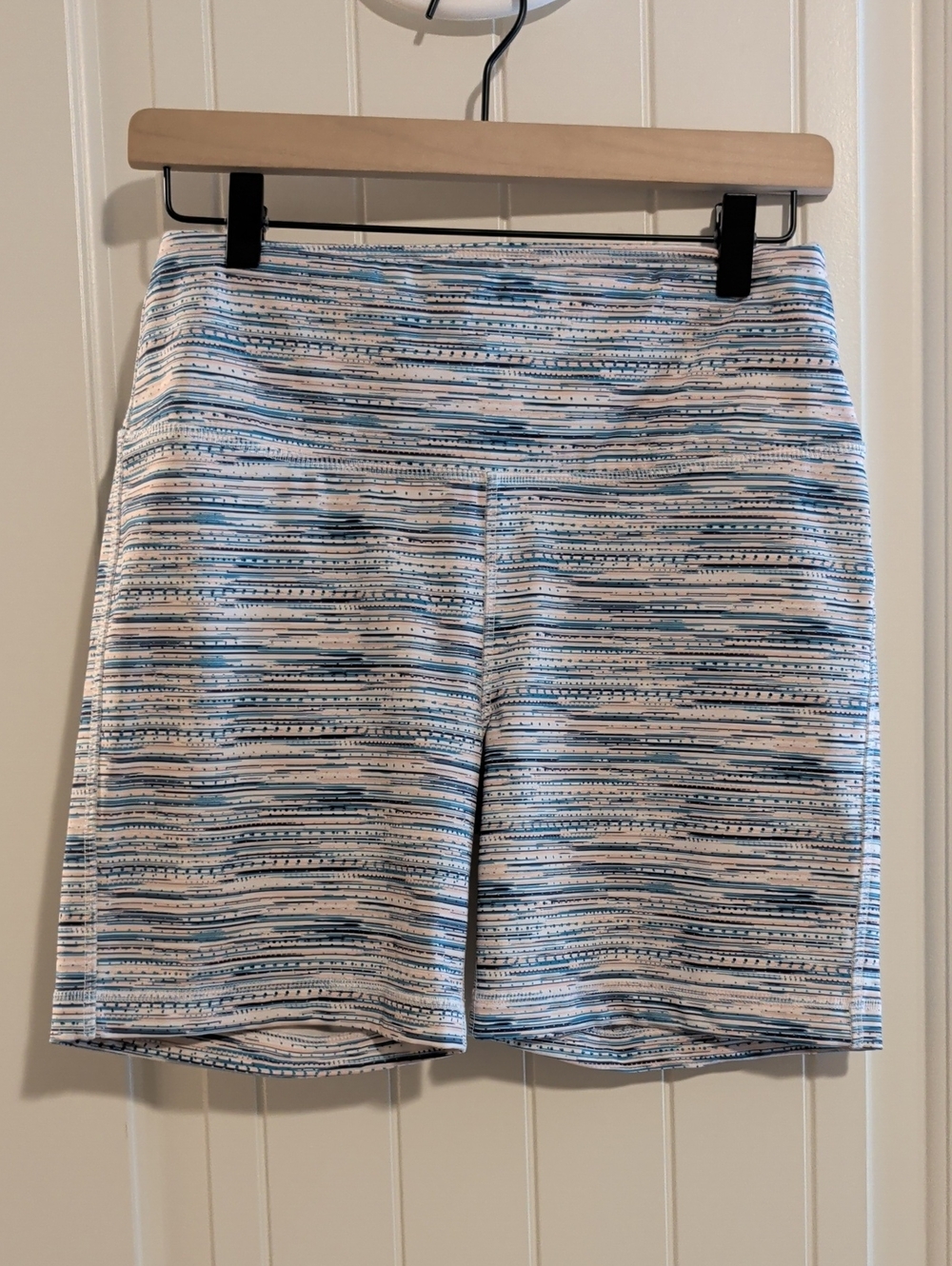ZELOS Women's Blue & White Striped Bike Shorts